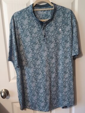 Primo Men’s XL Blue Patterned Henley Golf Shirt